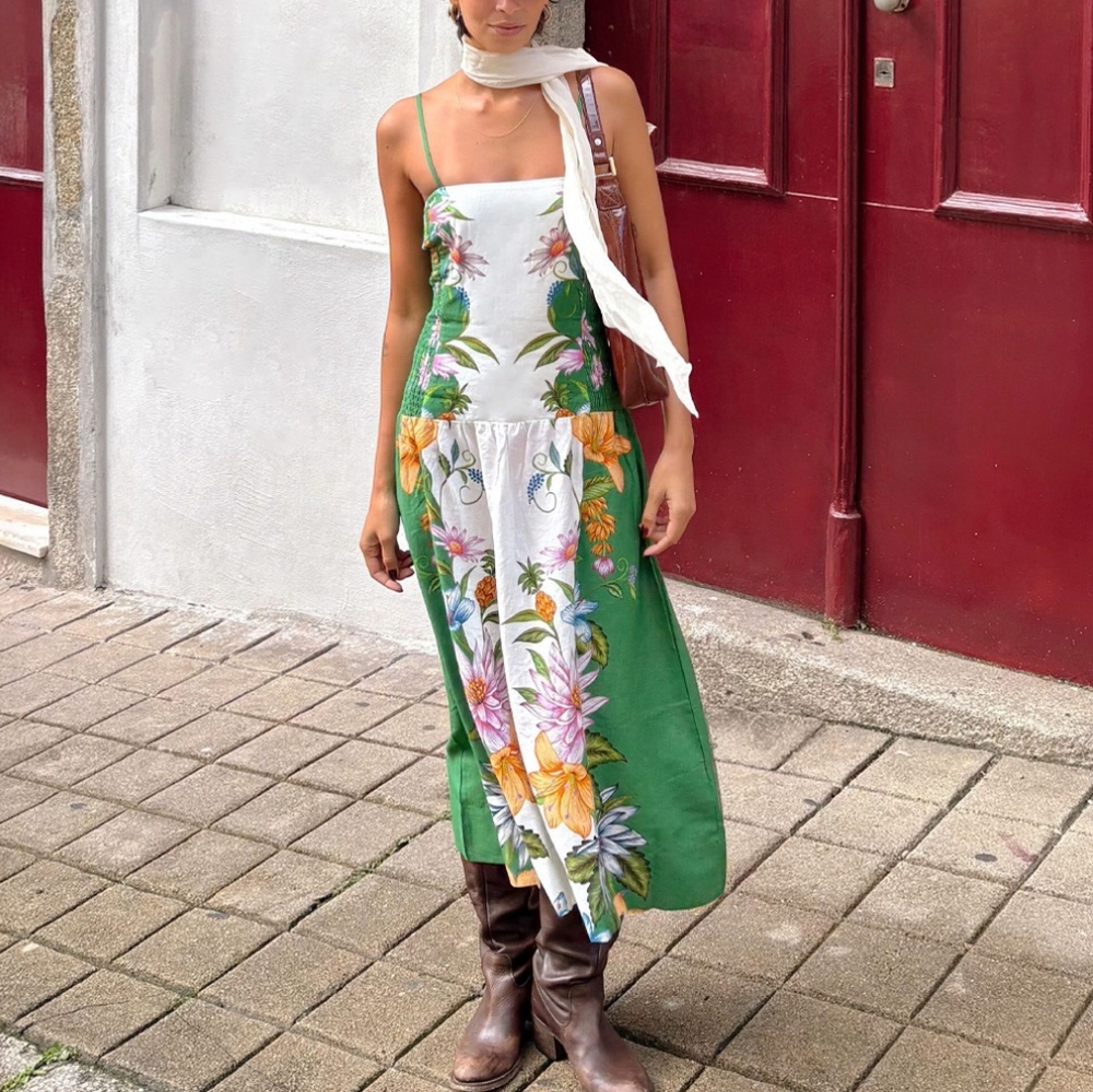Farm Rio off-white sweet bloom dreamscape midi dress - Picture 3 of 13